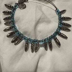 Alex and Ani Silver and Blue Bracelet with Beaded Accents